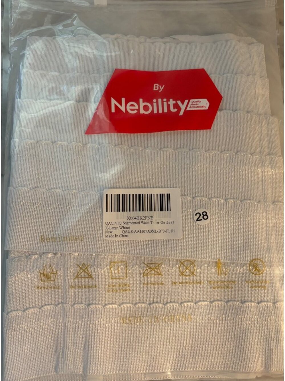 NEW Pack of 3 NEBILITY Segmented Waist Trainer Girdle White Shapewear Women XL
